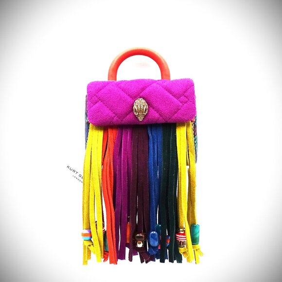 KURT GEIGER LONDON Handle Micro Kensington Suede Fringe Crossbody Bag - Picture 4 of 8